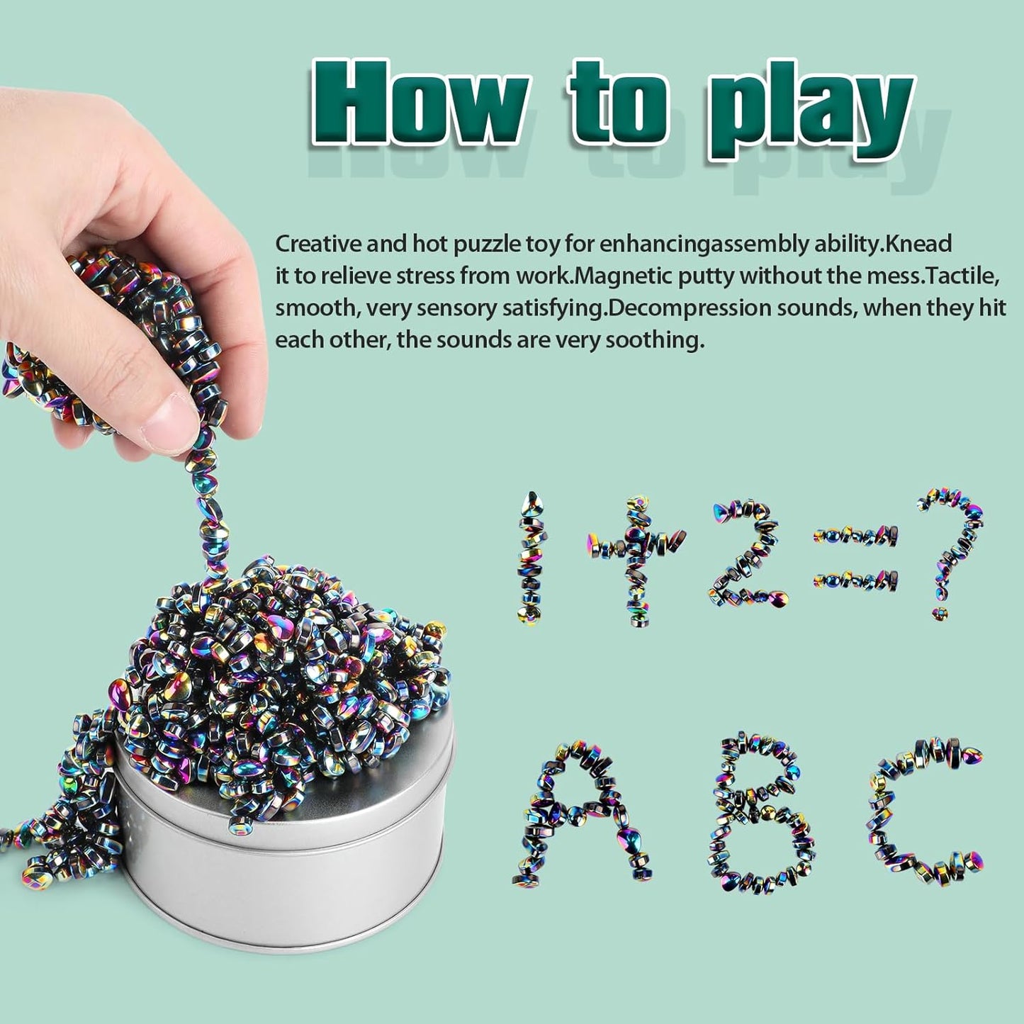 Magnetic Putty Over 1000 Weak Magnetic Beads Fidget Ferrite Putty Crags Magnetic Stones Fun Quiet Magnetic Balls Fidget Toys for Office and Desk (Colorful)