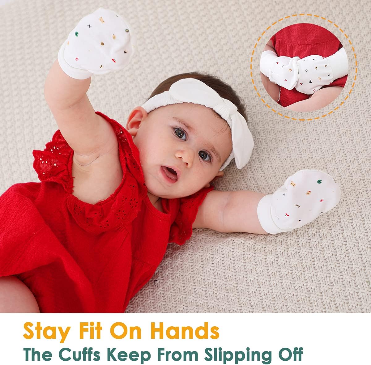 Newborn Baby Mittens Anti Scratch Baby Mittens No Scratch Mittens Baby Gloves for 0-6 Months Boys Girls (6 Pairs-S)