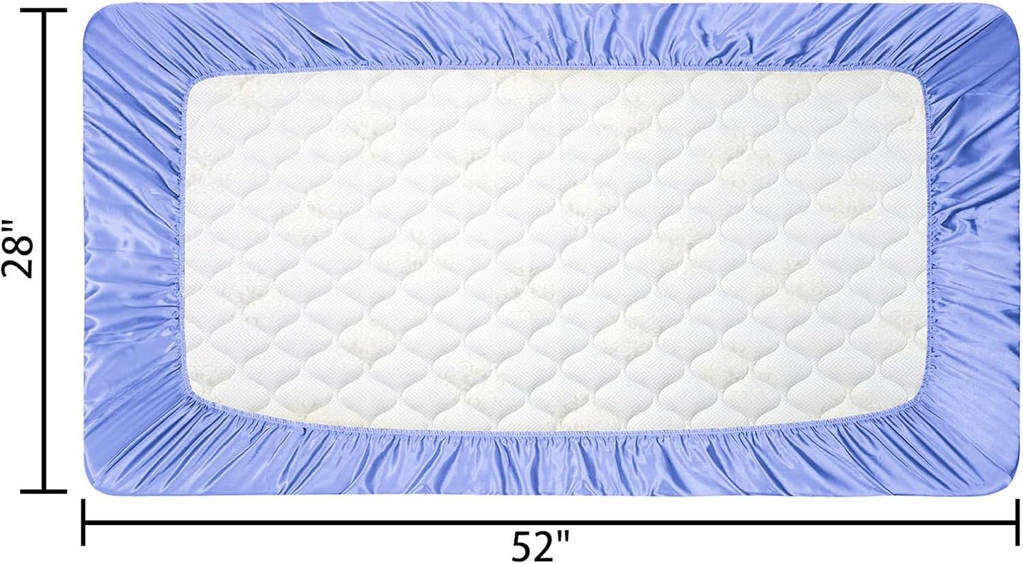 2 Pack Satin Soft Crib Sheet for Baby with Sensitive Hair Silky Baby Mattress Sheet Blue and Green Unisex 52’’x28’’x8’’ Fitted Sheets