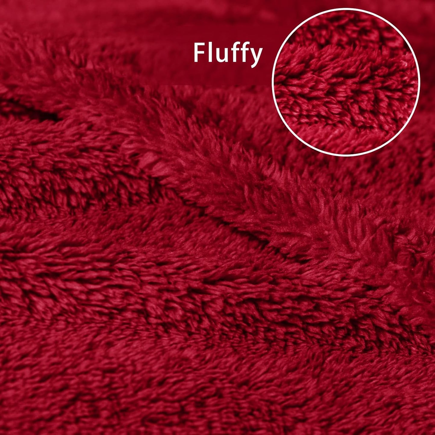 Exclusivo Mezcla Queen Size Flannel Fleece Blanket, Super Soft Velvet Plush Bed Blanket, Fuzzy Cozy and Warm for All Seasons, 90x90 Inches, Deep Red