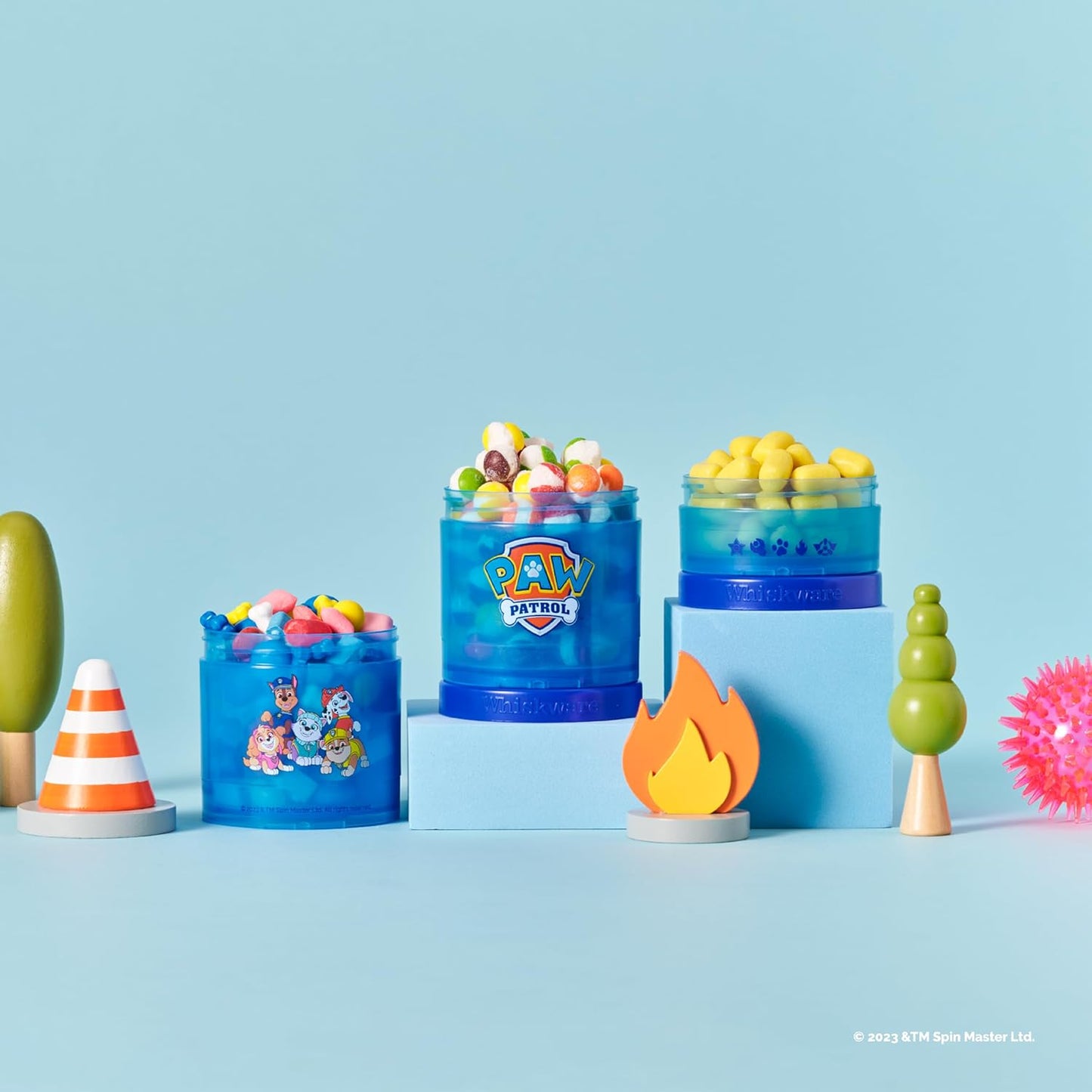 Whiskware Paw Patrol Stackable Snack Containers for Babies, Kids, and Toddlers, 3 Stackable Snack Cups for School and Travel, Formula Friendly, Cupholder Friendly All Paws On Deck!