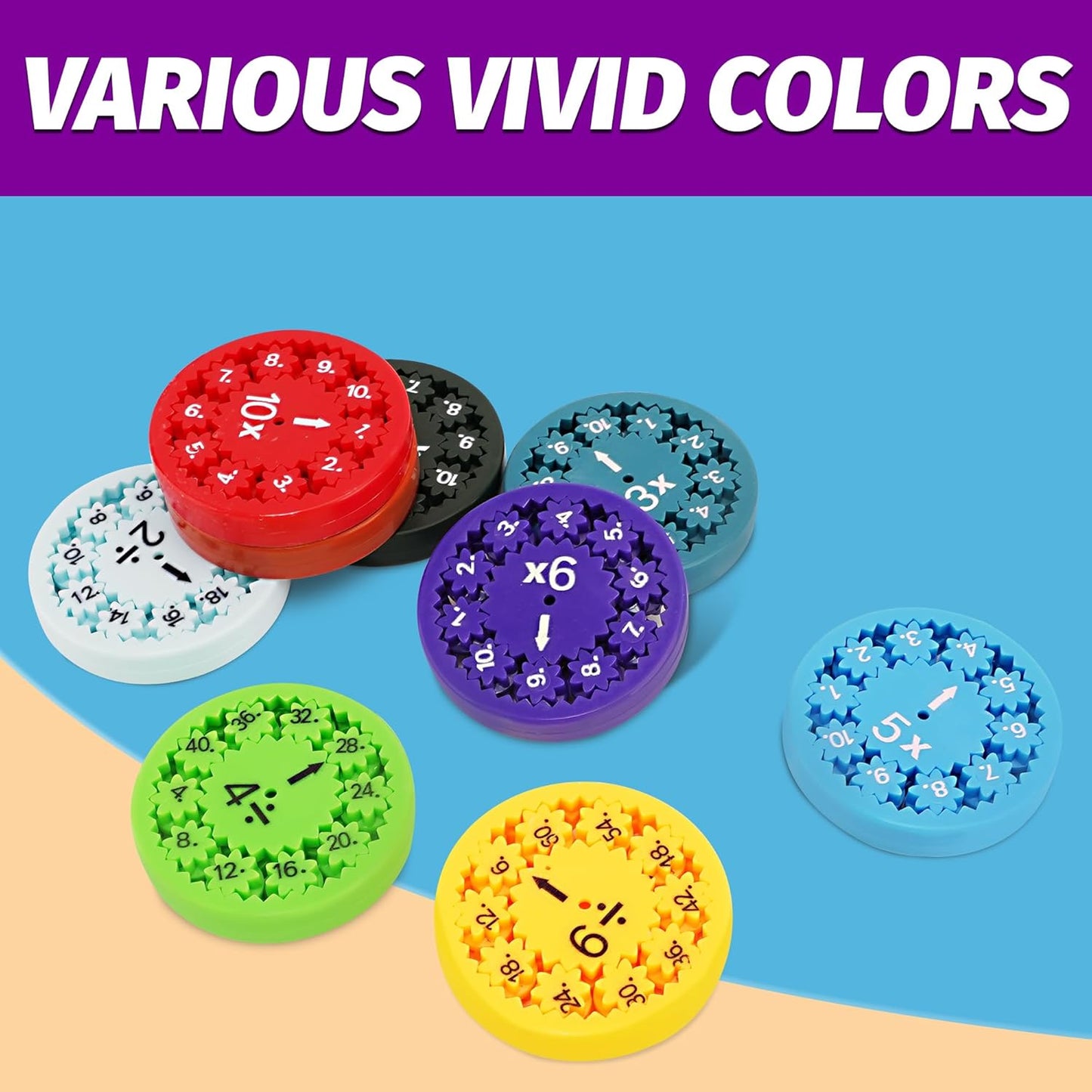 9PCS Math Fidget Spinners,Educational Math Fidget Spinner Fit for Stimmers & Fidgeters in Home &School,Math Spinners Fidget Toys for Kids 3+ ,Math Fidget Toy Multiplication &Division