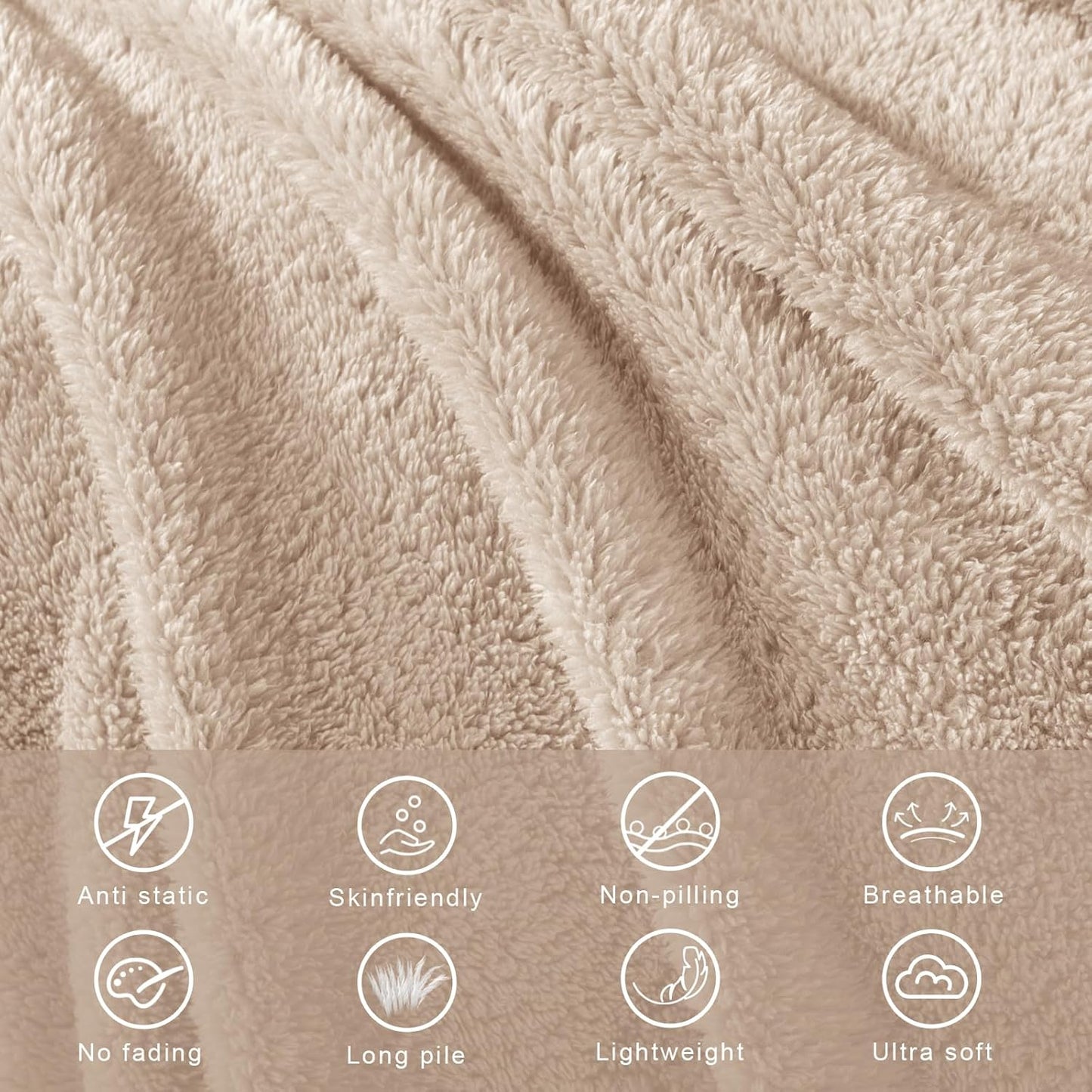 Exclusivo Mezcla King Size Flannel Fleece Blanket, Super Soft Velvet Plush Bed Blanket, Fuzzy Cozy and Warm for All Seasons, 90x104 Inches, Camel