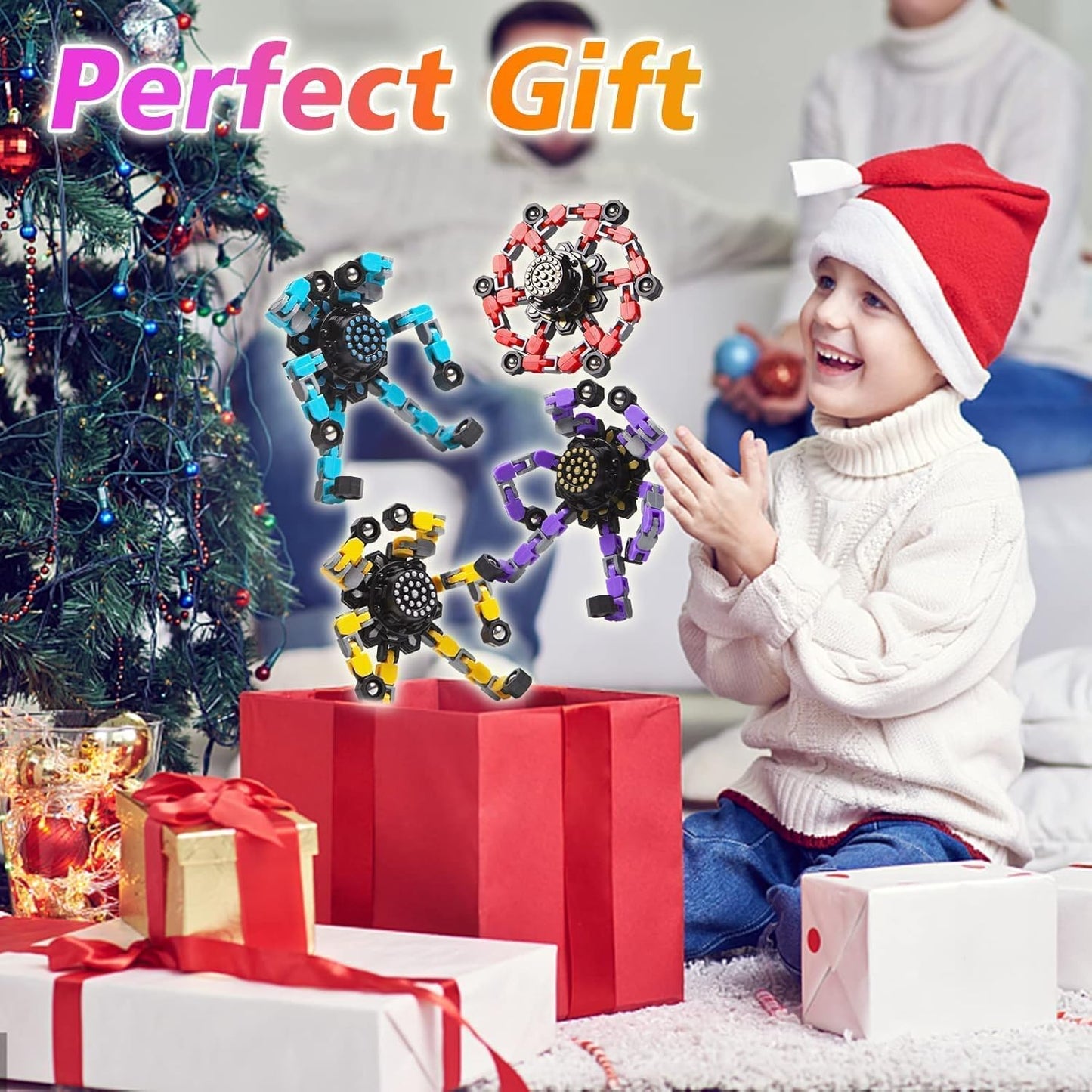 Transformable Fidget Spinners 32 Pcs for Kids and Adults Stress Relief Sensory Toys for Boys and Girls Fingertip Gyros for ADHD Autism for Kids Easter Basket Stuffers Gifts (Fingertoy-32pc)