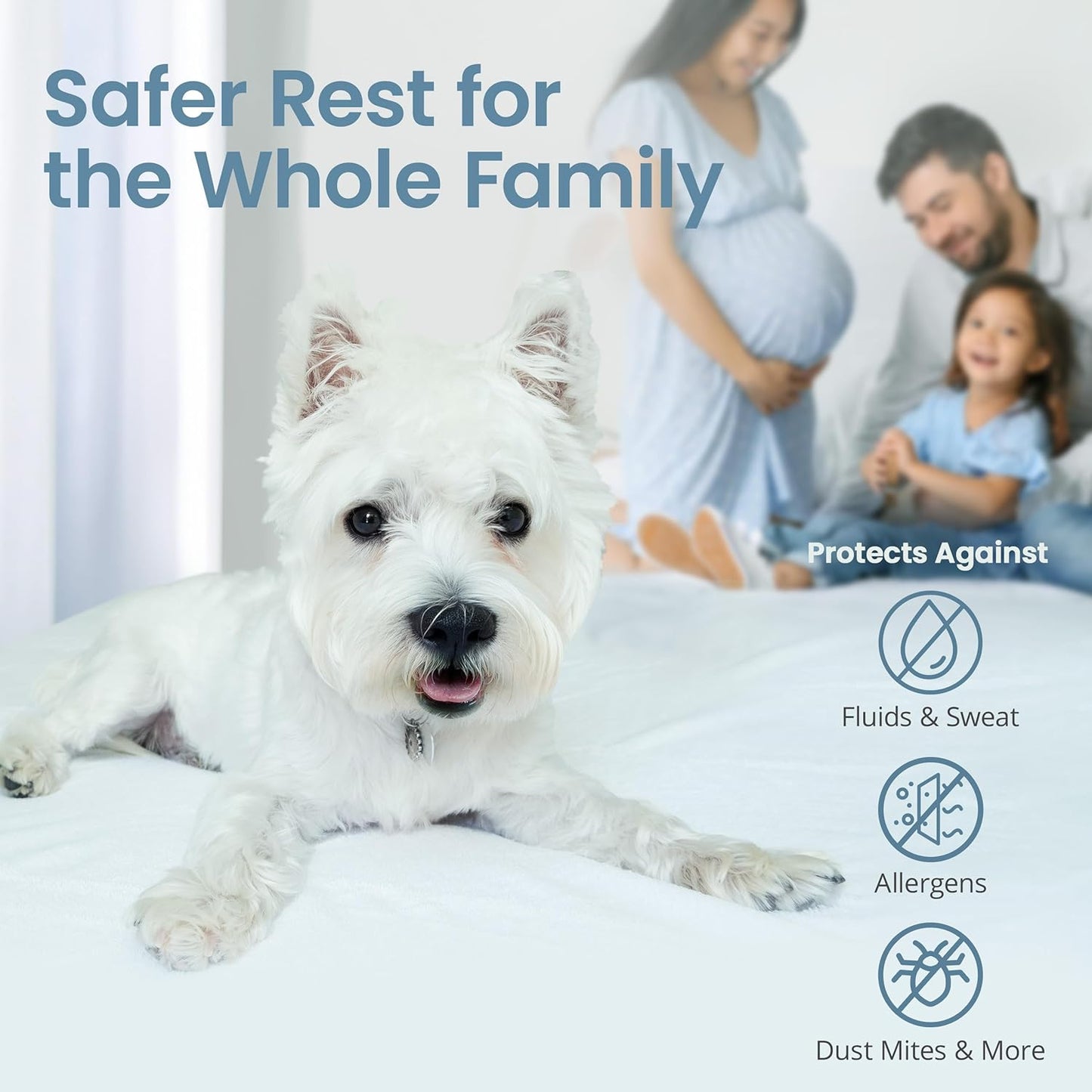 SafeRest Zippered Mattress Protector - Premium 12-15 Inch Waterproof Mattress Cover for Bed - Breathable, Noiseless Washable Mattress Encasement - Queen