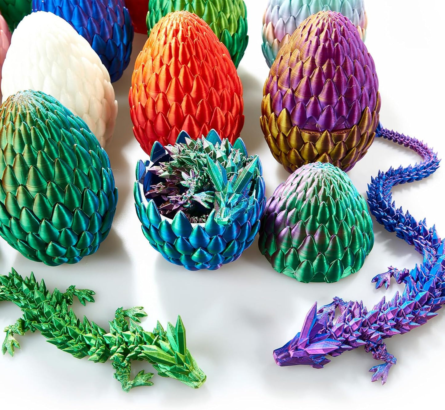 Dragon Egg,15in Crystal Dragon,Surprise Egg,Articulated Dragon,3D Printed Gift Toy,Fidget Toys for Autism/ADHD, Executive Desk Toys,Home Office Decor (Laser Red)