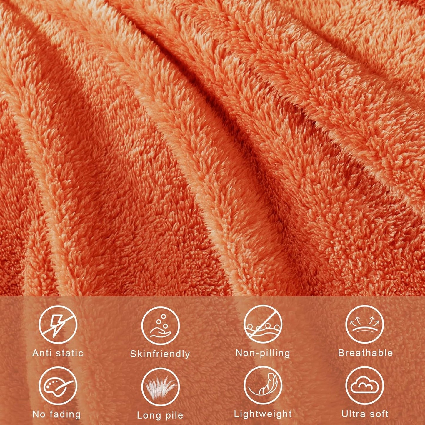 Exclusivo Mezcla King Size Flannel Fleece Blanket, Super Soft Velvet Plush Bed Blanket, Fuzzy Cozy and Warm for All Seasons, 90x104 Inches, Burnt Orange