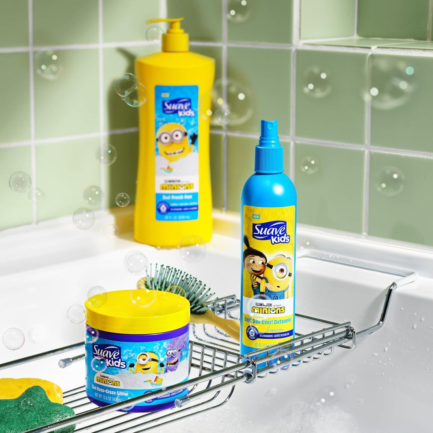 Suave Kids Minions 3-In-1 Shampoo, Conditioner, and Body Wash, For Tear-Free and Gentle Cleansing, 28 oz(Pack of 4)