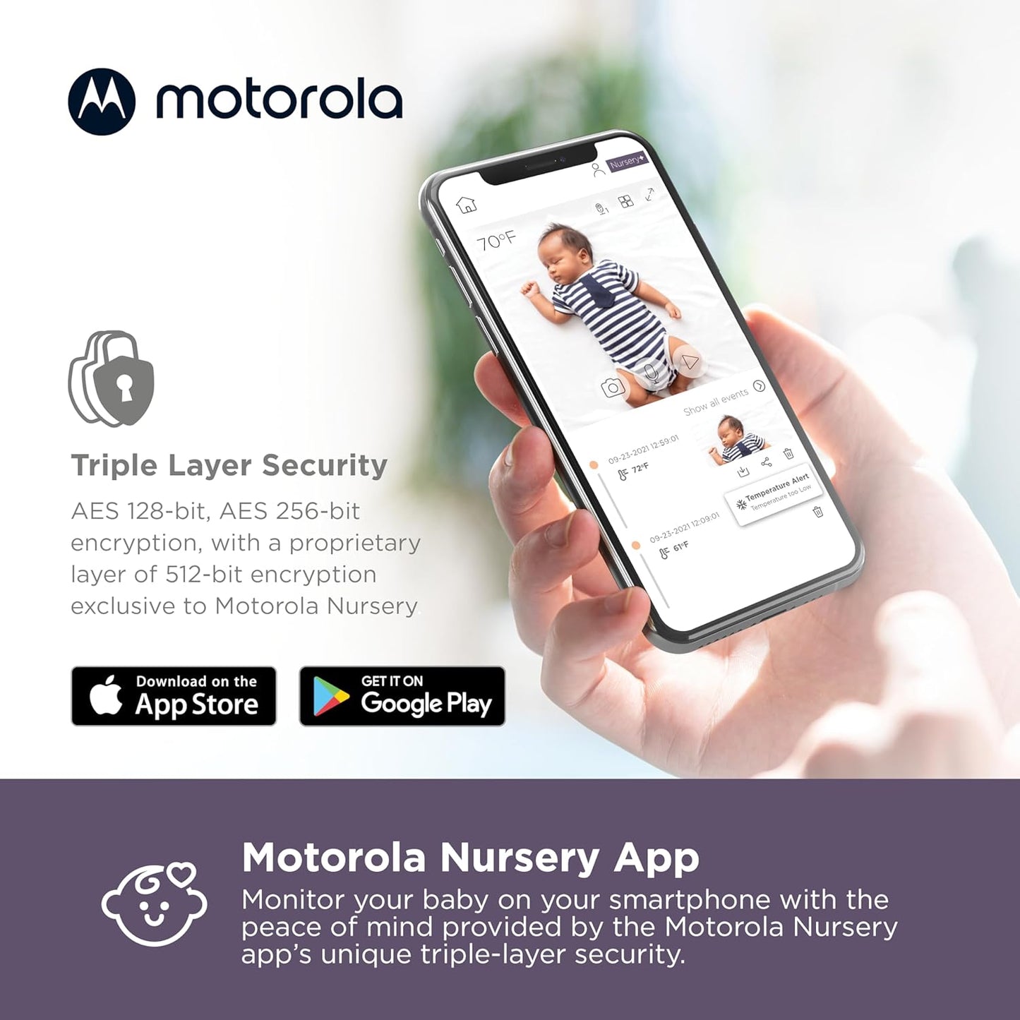 Motorola Nursery VM44 WiFi Video Baby Monitor with Camera, 4.3" Screen, 1000ft Range, 2-Way Audio, Pan/Tilt/Zoom, Room Temp, Lullabies, Night Vision