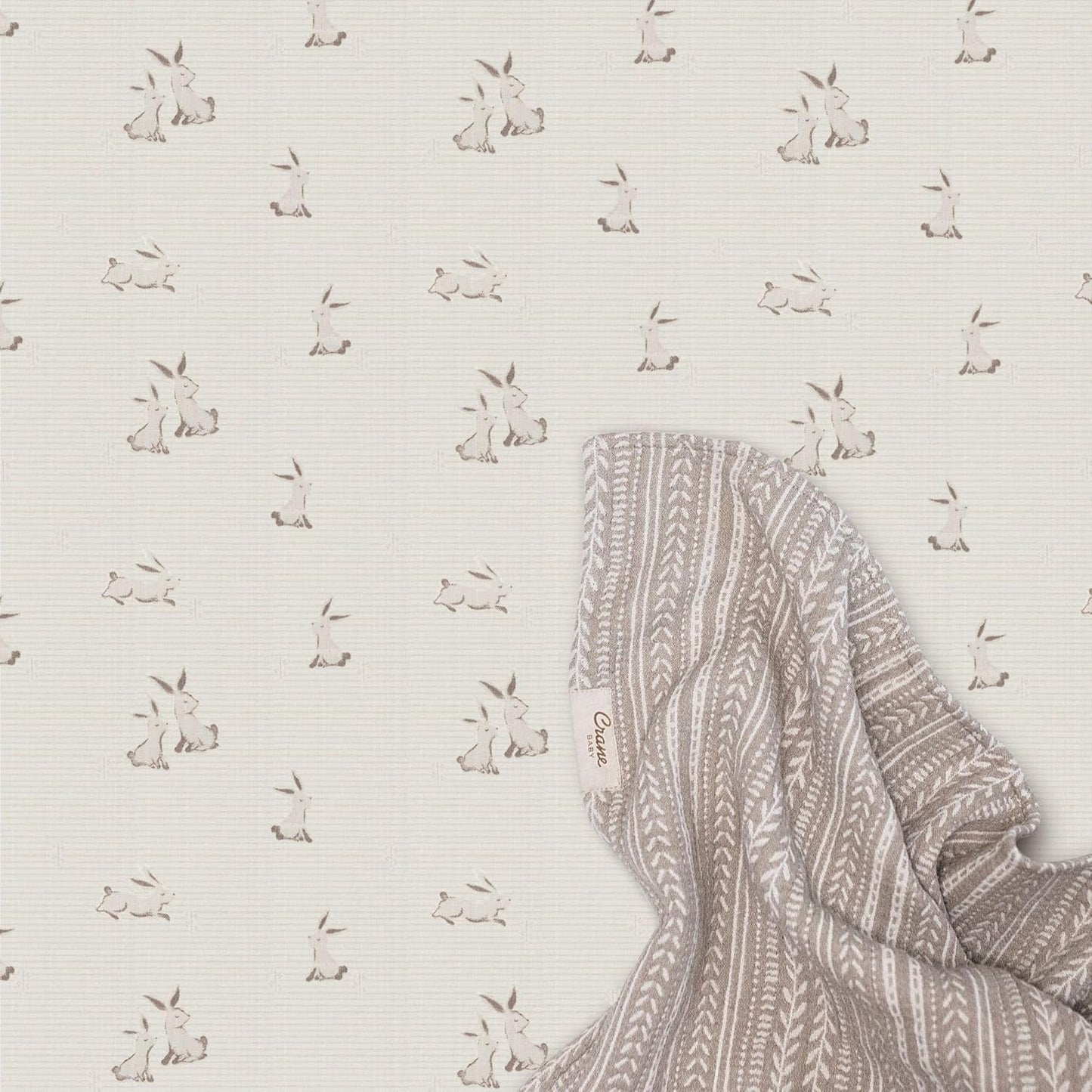 Crane Baby 100% Organic Cotton Gender Neutral Animal Nursery Bedding, Fitted Sheet, Soft Breathable GOTS Certified Cotton, Bunny Crib Sheet