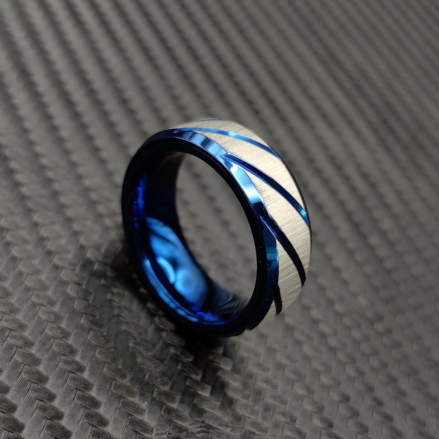 EDC Fidget Slider Fidget Toy Adult Stress Relief Metal Ratchet Ring Jewelry ADHD Recreational Fidget Toy Tactile Coin (Blue, 7)