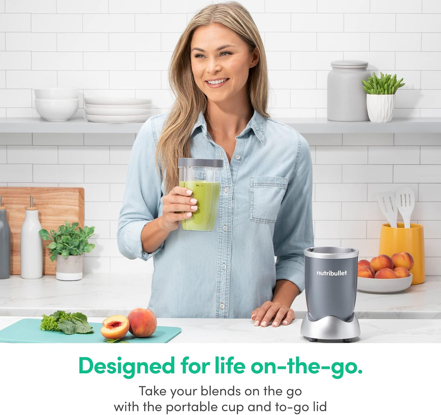 nutribullet Personal Blender for Shakes, Smoothies, Food Prep, and Frozen Blending, 24 Ounces, 600 Watt, Gray, (NBR-0601)