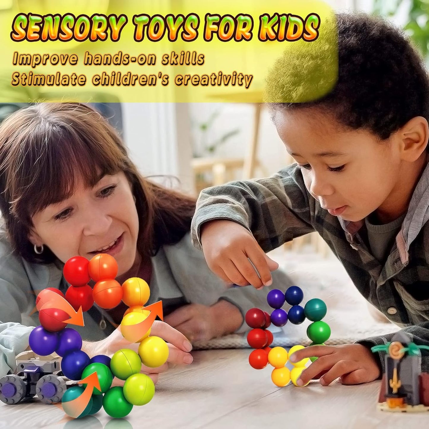 Sensory Fidget Toys for Kids Toddler Boys, Autism Figette Ball Autistic ADHD Cool Desk Toy, Calm Down Travel Airplane Essentials Toys for Age 3-12 Year Old (8pc)