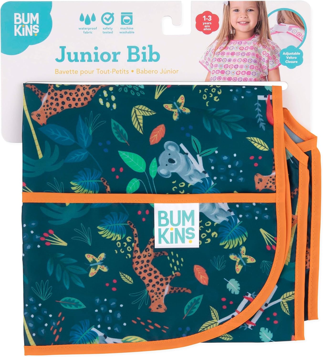 Bumkins Bibs - Toddler Bibs, Waterproof, Large for 1-3 Years, Short Sleeve