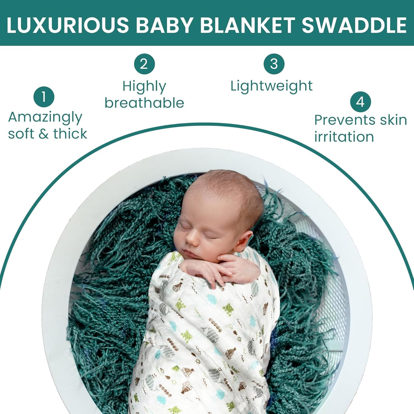 Premium Baby Swaddle Blanket - 2 Pack Muslin Swaddle Blankets Neutral, Softness Upgrade, Breathable 47''x47'' Nursery Wrap for Boys & Girls - Unisex, 70% Viscose from Bamboo, 30% Cotton (Tan)