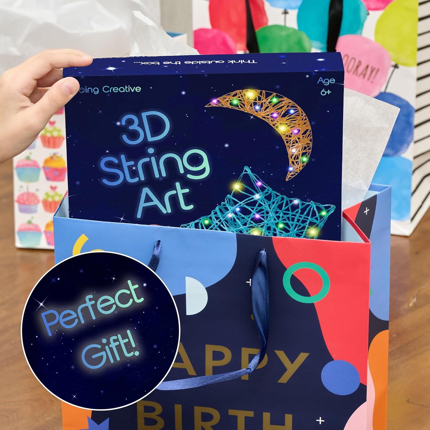 Going Creative 3D String Art Kit for Kids Ages 6-12 – Light-Up DIY Craft Kit with LED Lights, Tassels & Wall Mount – Fun Arts & Crafts Gift for Girls & Boys, STEM Toy, Screen-Free Activity