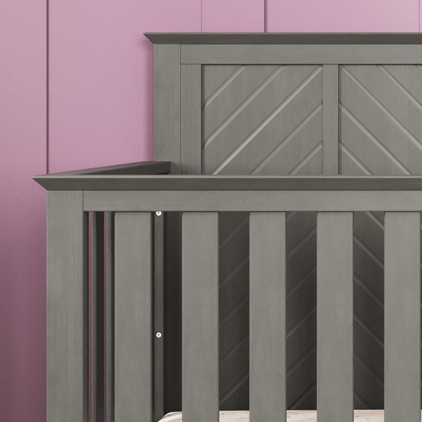 Child Craft Atwood 4-in-1 Convertible Crib, Baby Crib Converts to Day Bed, Toddler Bed and Full Size Bed, 3 Adjustable Mattress Positions, Non-Toxic, Baby Safe Finish (Lunar Gray)