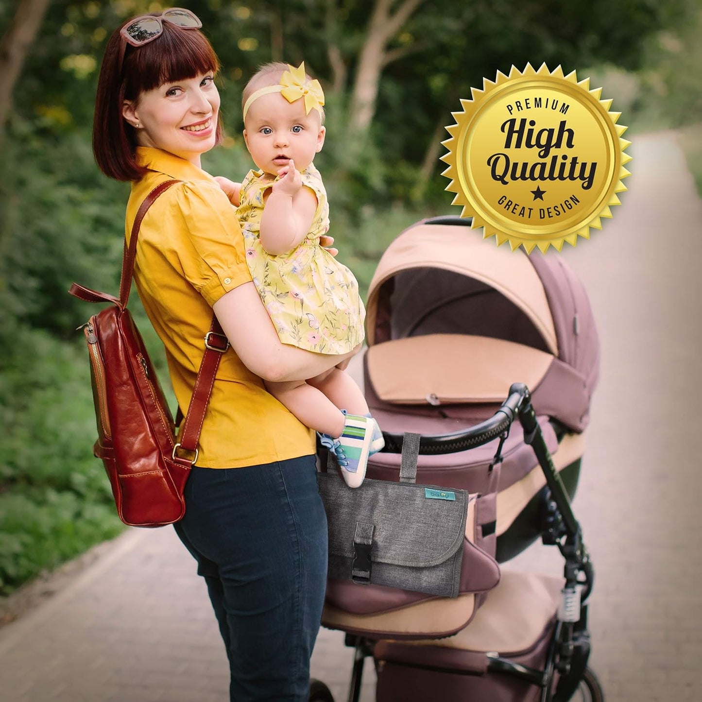 Kopi Baby Portable Diaper Changing Pad - Baby Diaper Changer Travel Bag with Wipes Pocket, Smart Design Portable Changing Mat, Infant Travel Station Kit, Gift for Newborn Girl & Boy - Grey, Classic