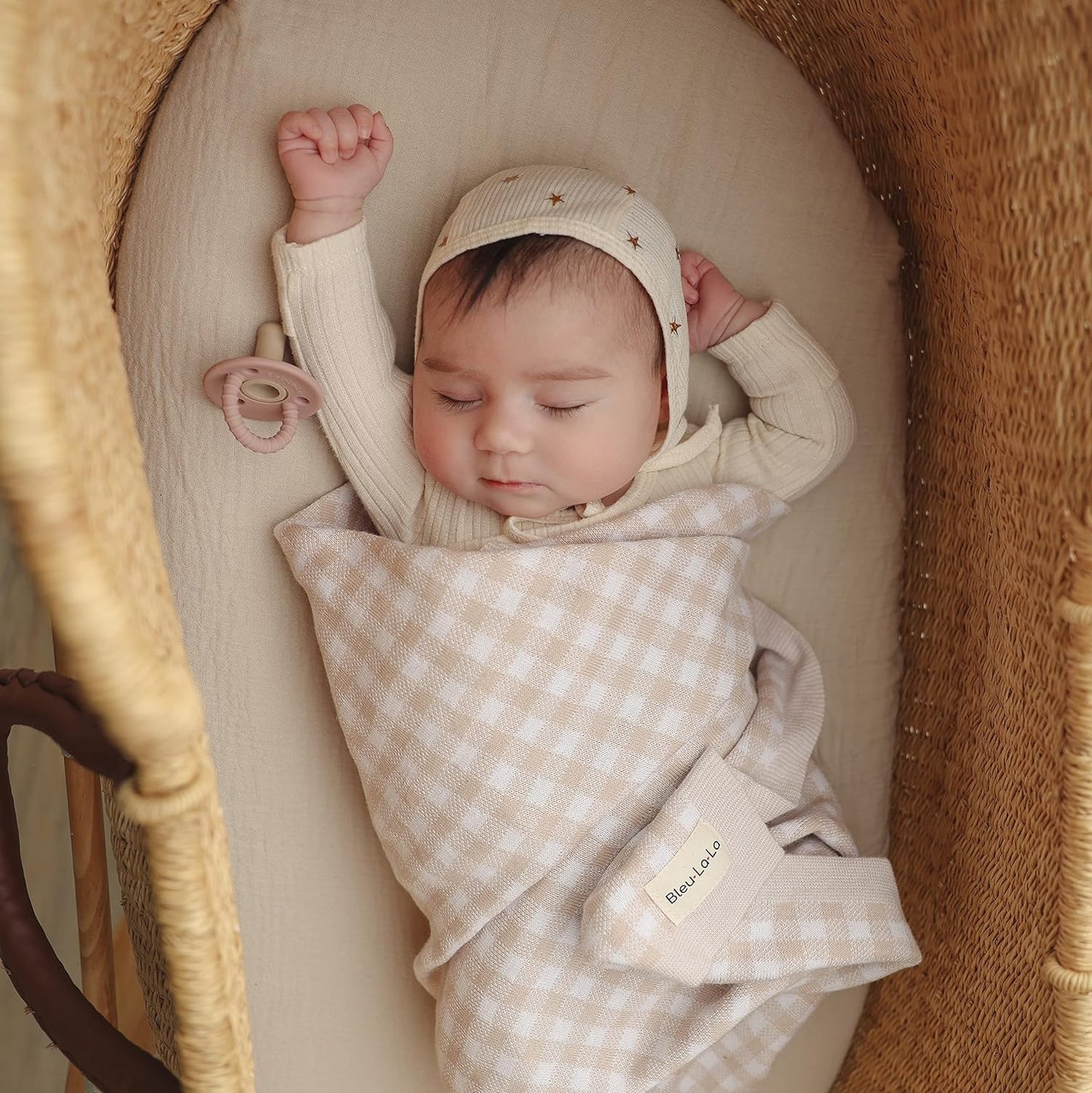 Checkered Baby Blanket for Baby Boys & Girls - 100% Soft Fine Cotton Quilt Receiving Swaddle Crib Stroller Nursery Bed Blanket Unisex Gender Neutral for Newborns Toddlers (Plaid - Mocha)