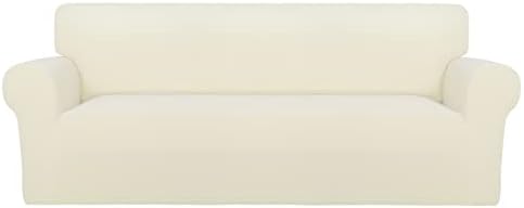 PureFit Stretch Oversized Couch Covers Fleece Sofa Slipcovers Ivory by PureFit