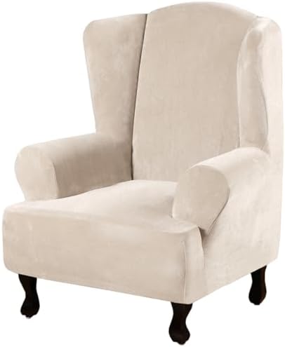 H.VERSAILTEX Wingback Chair Covers Polyester Spandex Plush Wing Chair Slipcover by HVERSAILTEX