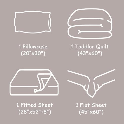 FLXXIE 4-Piece Microfiber Toddler Bedding Set, Light Grey - Image 5