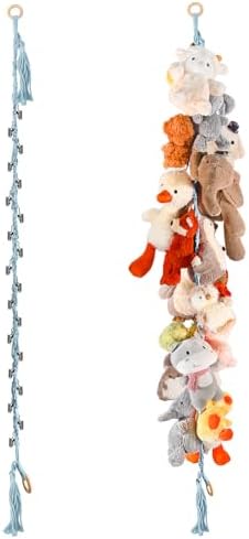 CERETIA 80" Stuffed Animal Organizer Chain, Corner Storage, Baby Blue by CERETIA