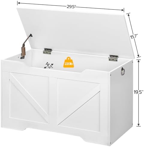HOOBRO Storage Bench, 29.5” Retro Wooden Storage Chest - Image 5
