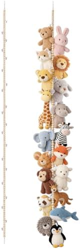 Mkono 2 Pack Hanging Stuffed Animal Storage Hanger Nursery Wall Decor Boho Wood by Mkono