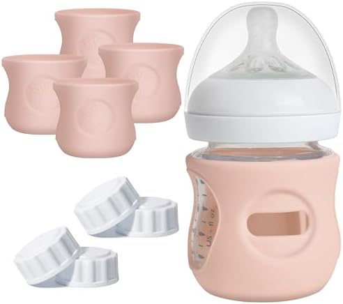 4Pack Silicone Sleeves for Philips Avent Natural Glass Baby Bottles by Joxodak