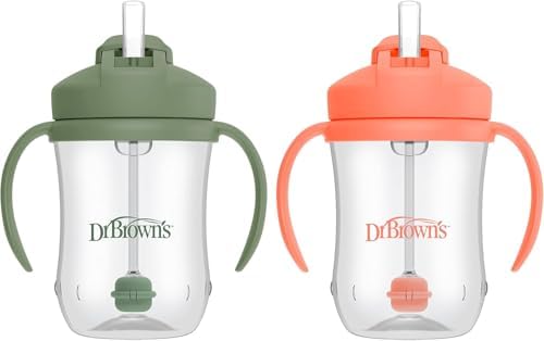 Dr. Brown's Milestones Baby's First Straw Cup, Coral & Green by DrBrowns
