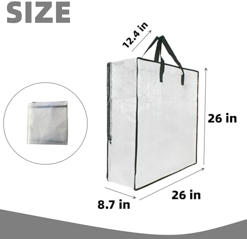 6 Pack Clear Storage Bags with Zipper and Handles, Blanket Bags - Image 2