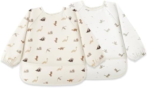 Susurration Baby Long Sleeve Bib Waterproof Sleeved Bib Smock by Susurration