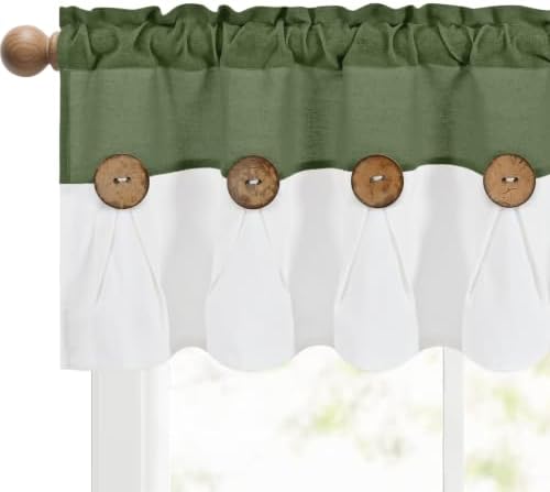 FRAMICS Farmhouse Valance Curtains, Boho Cotton Linen Kitchen Valance, Rustic - Image 7