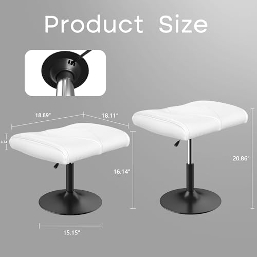 VECELO Foot Rest Under Desk Ottoman, PU Height Adjustable Footrest - Image 2
