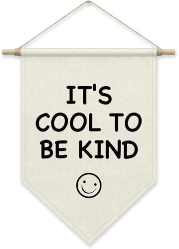 It's Cool to Be Kind Pennant Hanger Banner, Modern Canvas Wall Art by SHIEL-EVEN