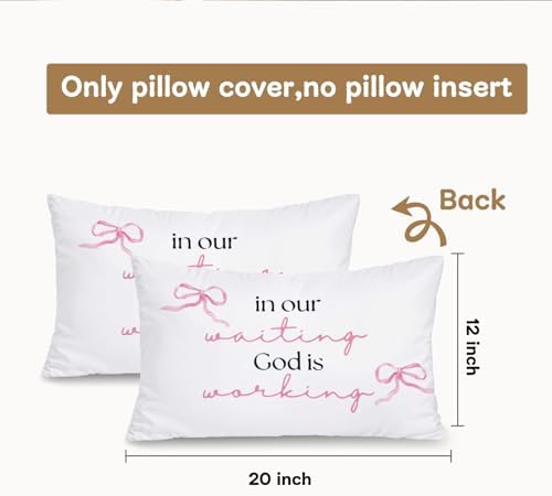 Coquette Pink Bow Christian 12x20 Pillow Cover, Preppy Bible Scripture - Image 3