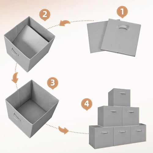 STORAGE MANIAC Storage Cubes, 13 Inch 6 Pack Collapsible Fabric Shelf Bins - Image 6
