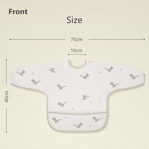 Susurration Baby Long Sleeve Bib Waterproof Sleeved Bib Smock - Image 4