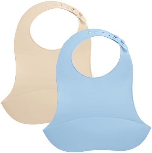 Mombella Silicone Bibs For Babies 6-12 Months, Flexible Toddler Bibs by Mombella