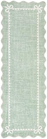 GarveeHome Scalloped Hallway Runner Rug 2x6 Non Slip Sage Green Rugs - Image 4