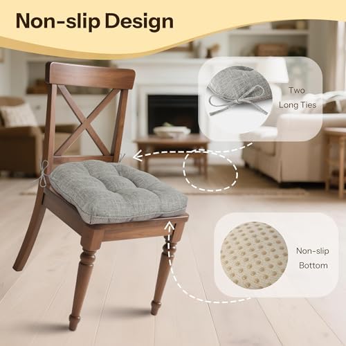 Chair Cushions for Dining Chairs Set of 4, Light Grey - Image 4