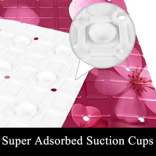 Bathtub Mat Non Slip 26.8x15.1 Inch, Cherry Blossoms Shower Mat - Image 3
