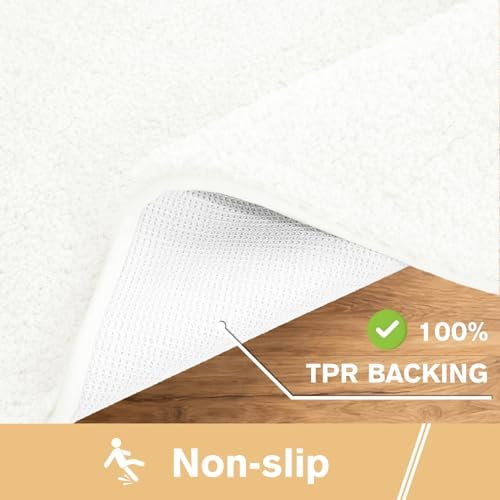 Polyester Bathroom Rug 24"x36" Cream, Non-Slip Soft Shaggy Bath Mat - Image 5