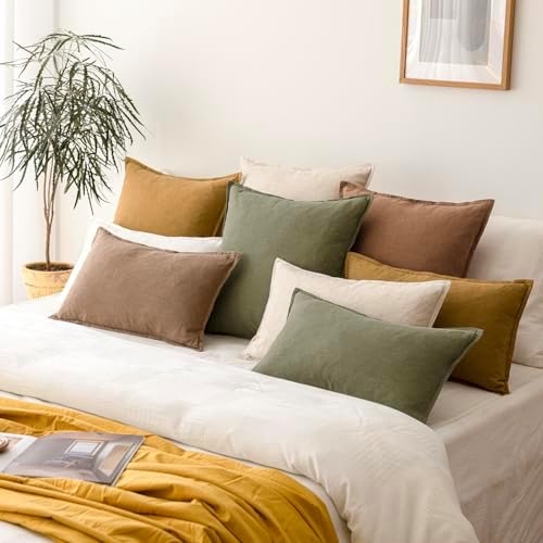 Foindtower Decorative Linen Lumbar Throw Pillow Covers 12x20 Light Brown - Image 7