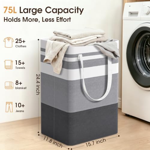 HomeHacks 2 Pack Large Laundry Baskets, Laundry Hampers Bags - Image 3