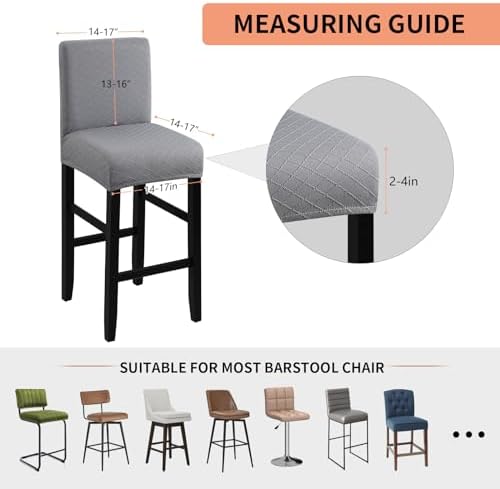 Fuloon Waterproof Barstool Covers Chair Slipcovers, Light Grey, 4 Pack - Image 5