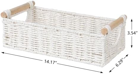 CubesLand Wicker Toilet Storage Basket Tray Organizer W/Cut Out Handle - Image 7