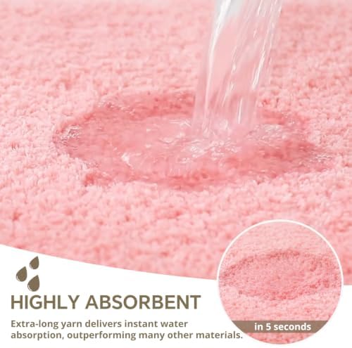 Polyester Bathroom Runner Rug 24"x60" Pink, Soft Shaggy Bath Mat - Image 5