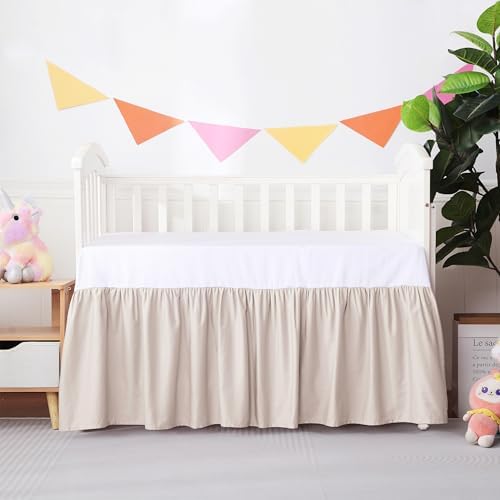 Crib Skirt Dust Ruffle, 100% Egyptian Cotton 400 Thread Count Soft Breathable by ShunjieHome